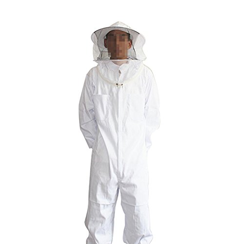 LINSGROUP Professional Polycotton White Beekeeping Suit with Removable Round Veil(2XL Large)