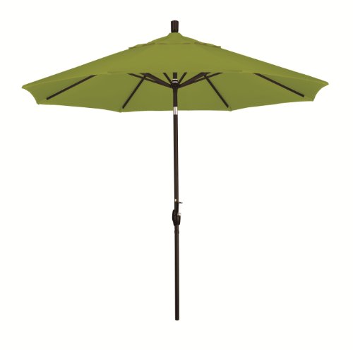 California Umbrella GSPT908302-SA11 9-Feet Pacifica Fabric Aluminum Push Button Tilt Market Umbrella with Black Pole, Gingko