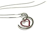 Designer Style Red Silver Crystal Heart Charm Necklace Fashion Jewelry