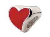 Zable(tm) Sterling Silver Large Red Enamel Heart Bead / Charm