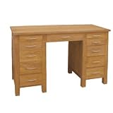 Brooklyn Solid Oak Pedestal Desk Dressing Table Ready Assembled