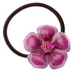 L. Erickson Orchid Ponytail Holder with Swarovski Crystals - Plum