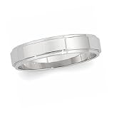 14K White Gold, Flat Edged Wedding Band 4MM (sz 4-15.5)