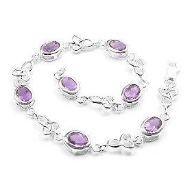 Sterling Silver Genuine Amethyst Celtic Knot 7.5 Inch Bracelet by Silver Insanity
