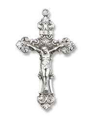 Sterling Silver Crucifix Pendant Stainless Silver Heavy Curb Chain