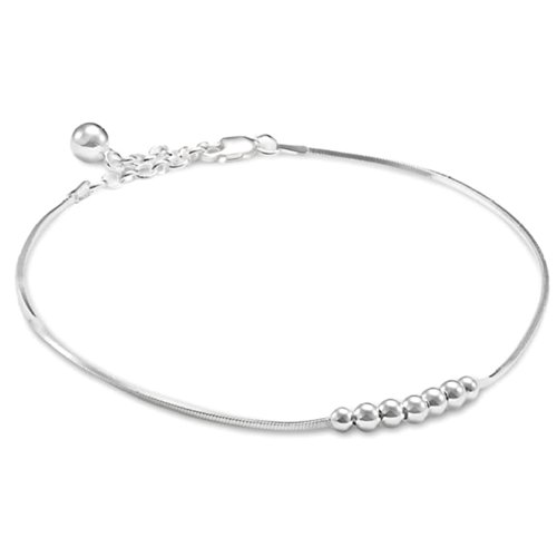 VINANI brand Germany 925 Sterling Silver Anklet Beads Pearl prolongable 9.06" up to 10.63" Italy high quality FCU
