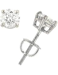 1.42 Carats Total Weight Certified Round Diamond Stud Earrings