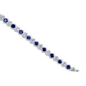 Must Have Round Cut Created Sapphire and White CZ Tennis Bracelet in Sterling... by 