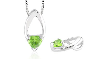 Heart Shape Peridot Pendant Sterling Silver