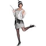 NEW SILVER FLAPPER FANCY DRESS COSTUME CHARLESTON SIZE UK 16/18