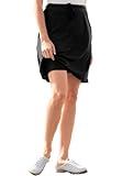 Plus Size Skort In Soft Sport Knit With Custom-Fit Waist (Black,1X)