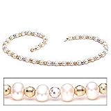14k Gold, Pearl and Mirror cut Bead Necklace