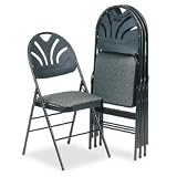Samsonite 36875KNB4 Fabric Padded Seat/Molded Back Folding Chair, Black Frame/Black