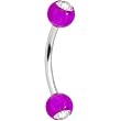 Acrylic Purple Clear Gem Eyebrow Ring 3/8"