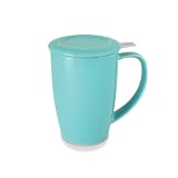 FORLIFE Tall 15-Ounce Tea Mug with Infuser and Lid and Lid, Turquoise