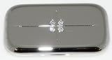 Shiny Silver Colour Compact Mirror With Crystal Effect Gems - Boxed Gift