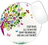 Matthew 11:28 Bible Verse Pink Colorful Tree Mouse Pad (ROUND)