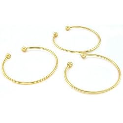 3 Cuff Bracelet Gold Plated Beading Bangle Bead Jewelry