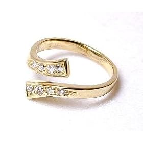 14k Stunning Cubic Zirconia CZ Bypass Adjustable Toe Ring