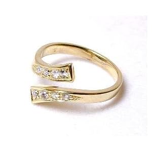 14k Stunning Cubic Zirconia CZ Bypass Adjustable Toe Ring