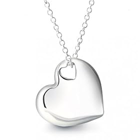 Bling Jewelry Designer Inspired Sterling Silver Two Heart Pendant Necklace 16"