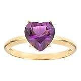 14k Yellow Gold Genuine Amethyst Ring