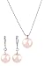 Necklace - Earrings Set - N503 - Glass Pearl Drop (10 mm) hung on 1 mm Ball Chain ~ Rose Pink