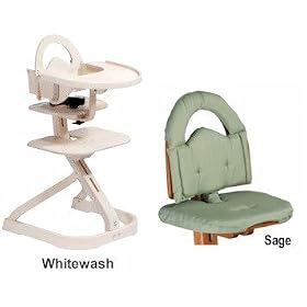Svan High Chairs from Scandinavian Child with Infant Kit and Cushion, Sage Cushion with Whitewash Wood