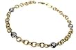 14K Yellow Gold Rollo Link Anklet Bracelet 10'', with White Gold Bezel Set Diamonds
