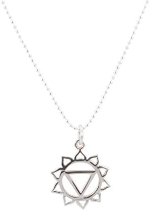 Small Solar Plexus Chakra Necklace in Sterling Silver on 18" Bead Chain, #128