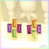 14K Stylized Multi Color Religious Cross Earrings