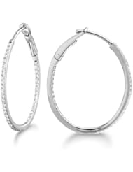 Micro Prong Sterling silver Diamond 0.20ct oval hoop Earring (H-I, I2-I3)