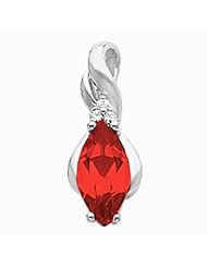14K White Gold Marquise Cut Chatham Created Ruby and Diamond Pendant -- LIFETIME WARRANTY