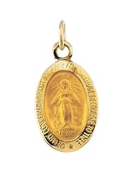 CleverEve Designer Series 14K Yellow Gold 0.70 grams Oval Miraculous Medal 12 x 8mm