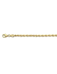 14K 24" Yellow Gold 2.75mm Polish Solid Diamond Cut Royal Rope Chain With Pear Shape Clasp