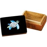Wooden Turtle Inlaid Shell Jewelry Box