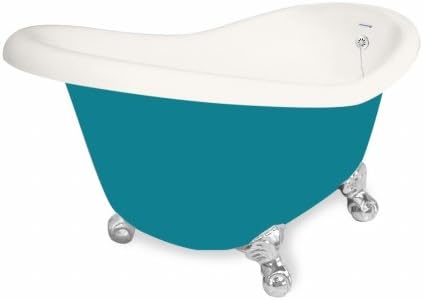 American Bath Factory T010A-CH-BP Ascot 60 in. Bisque Acrastone Tub &amp; Drain, No Faucet Holes, Chrome Metal Finish, Small