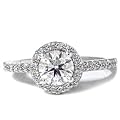 1.55CT SI Round Pave Halo Diamond Engagement White Gold Ring
