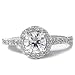 1.55CT SI Round Pave Halo Diamond Ring 14K White Gold