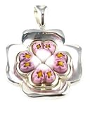 Millefiori Light Pink Four Heart Cross Pendant