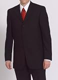 Oscar De La Renta Solid Black 3-Button Suit with Perfect Press Technology Fabric.