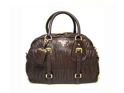 Prada BL0397 Brown Gauffre Leather Doctor Handbag 