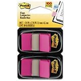 Post-it? Standard Tape Flags, 1 x 1-3/4, Bright Pink, 100/Dispenser