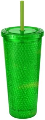 Design For Living Double Wall Bubble Gel Ice Beverage Cup,19-Ounce, Green