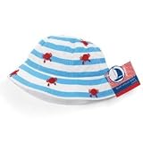 Mud Pie Boathouse Baby Blue Striped Cotton Sun Hat, Crab, 0 - 12 Months