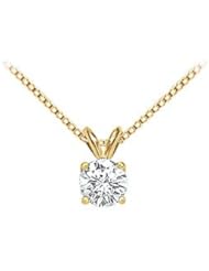 18K Yellow Gold Prong Set Round Diamond Solitaire Pendant 1.00 CT. TDW.