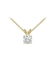 18K Yellow Gold Prong Set Round Diamond Solitaire Pendant 1.00 CT. TDW.