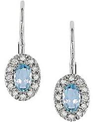 10k Gold Blue Topaz and 1/10ct TDW Accent Diamond Earrings