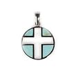 STERLING SILVER STONE PENDANT - 22mm White Mother of Pearl