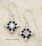 Sterling Silver Mother of Pearl and Onyx Earrings by SilverChicks